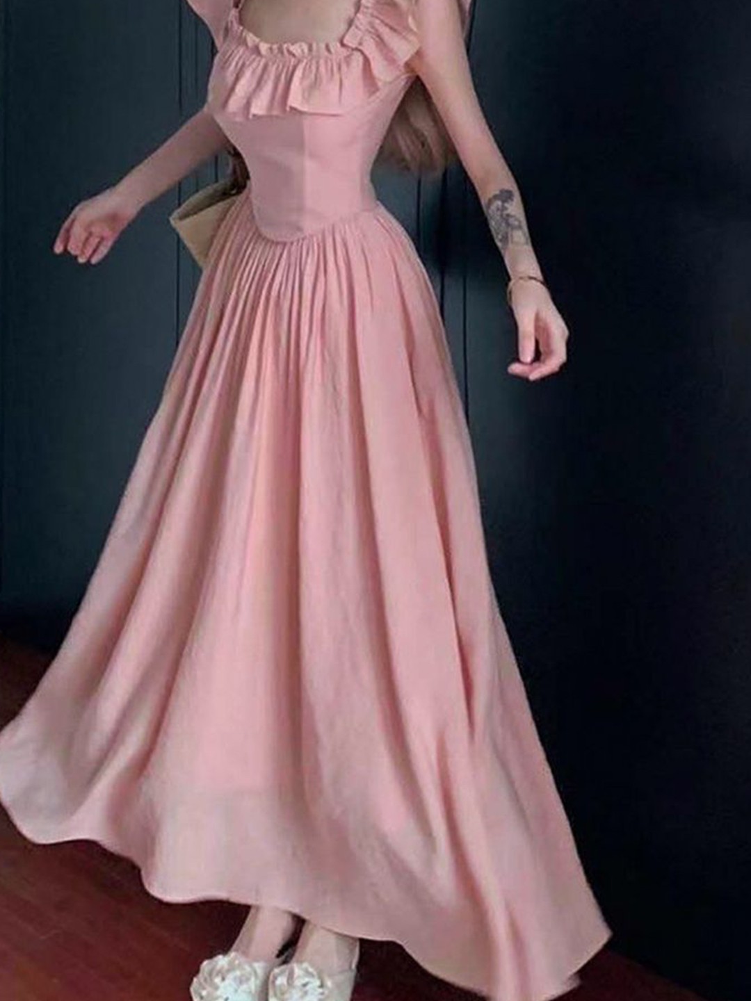 

LULU & SKY Women Round Neck Sleeveless Maxi Dress, Pink