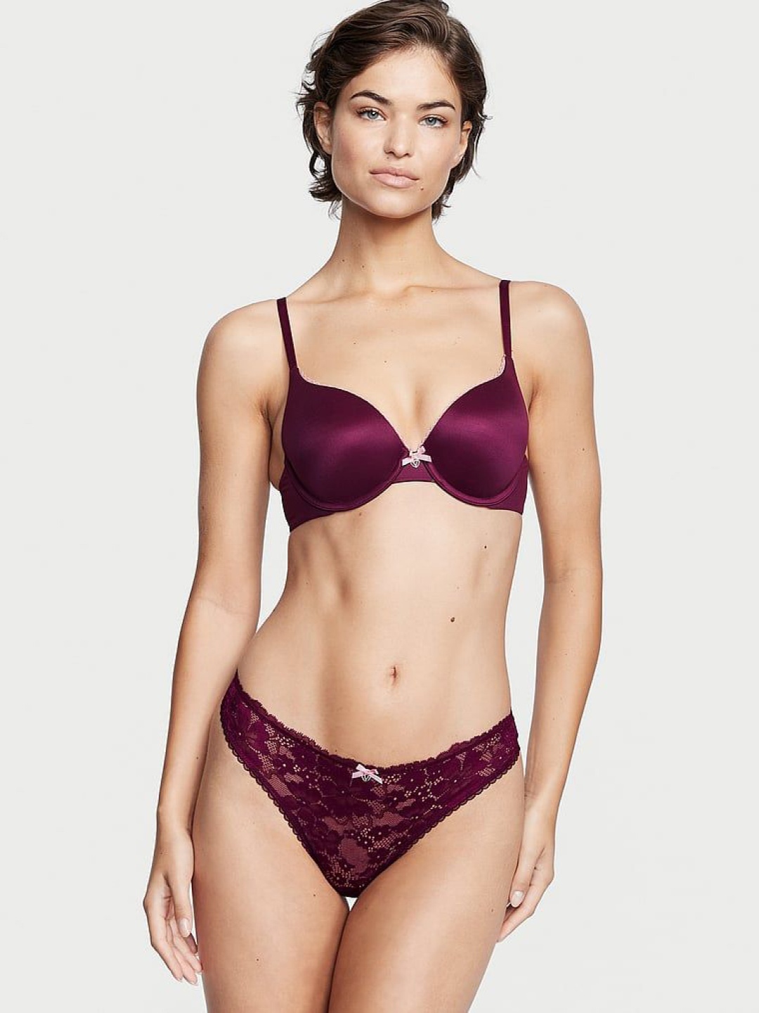 

Victoria's Secret Lace-Front Thong Briefs 1120598028P7, Red