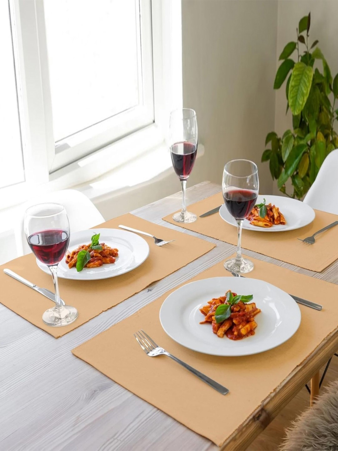 

Lushomes Beige 4 Pieces Ribbed Cotton Table Placemats
