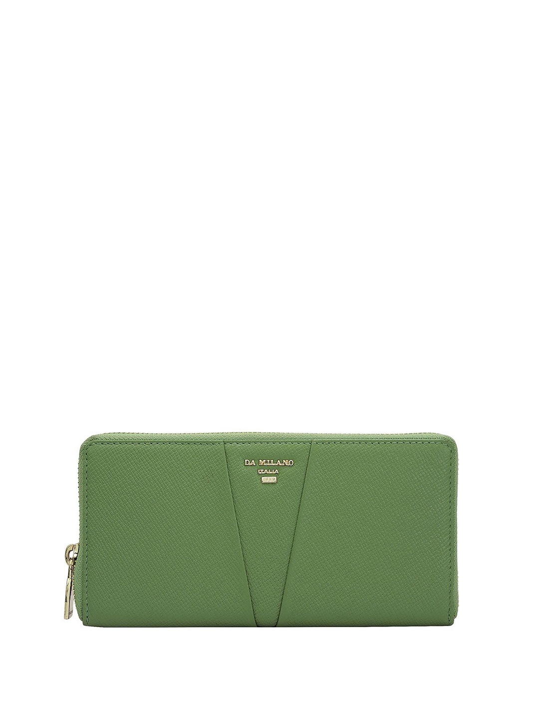 

Da Milano Women Textured Leather Zip Around Wallet, Green