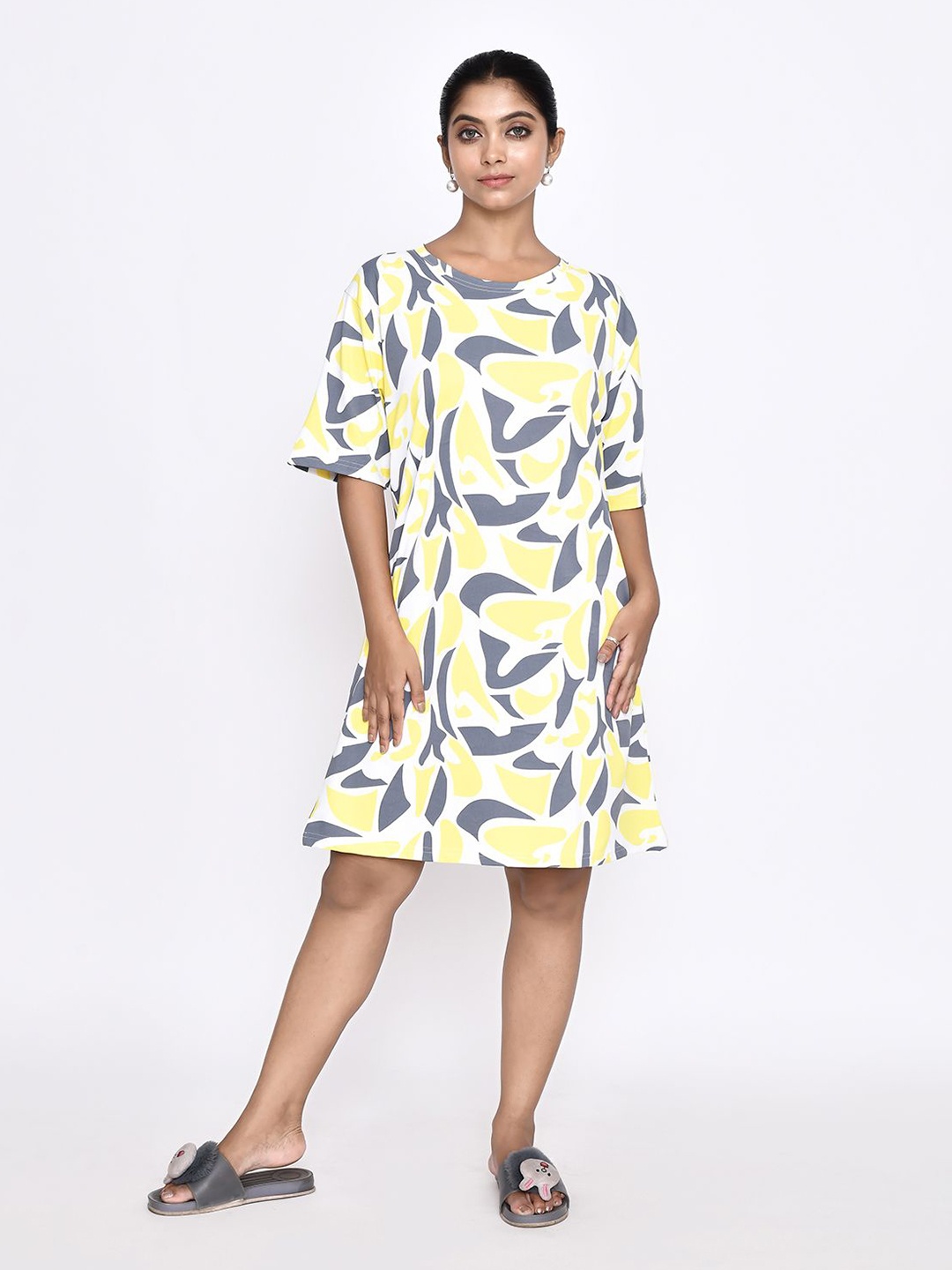 

RAPL Printed Nightdress, Yellow