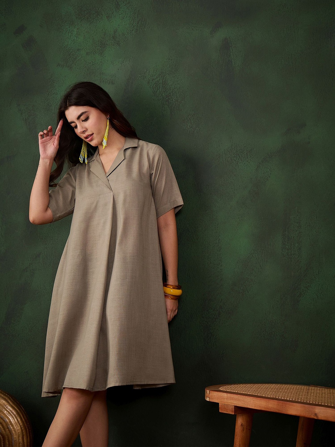 

Sangria Fit & Flare Knee Length Dress, Grey