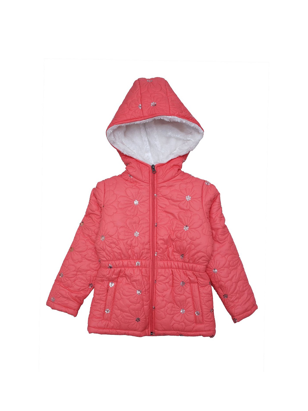 

White Snow Girls Quilted Jacket, Pink