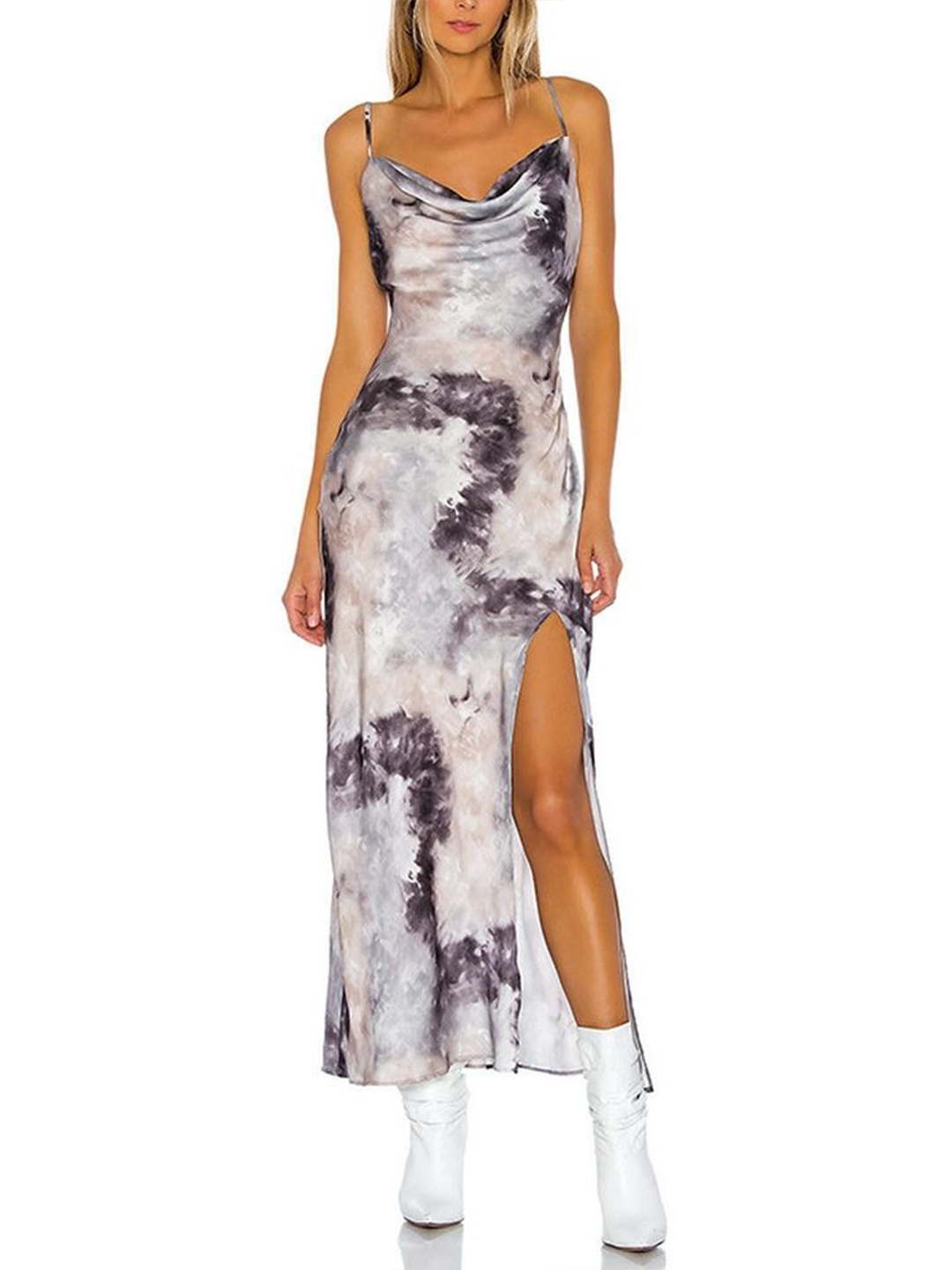 

LULU & SKY Women Tie and Dye Maxi Dress, Grey