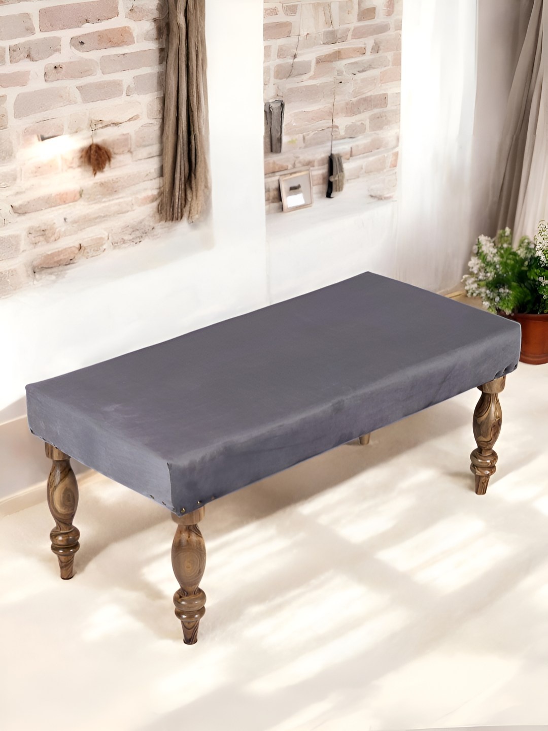 

Ikiriya Bestone Grey Sheesham Wood Accent 2-Seater Bench