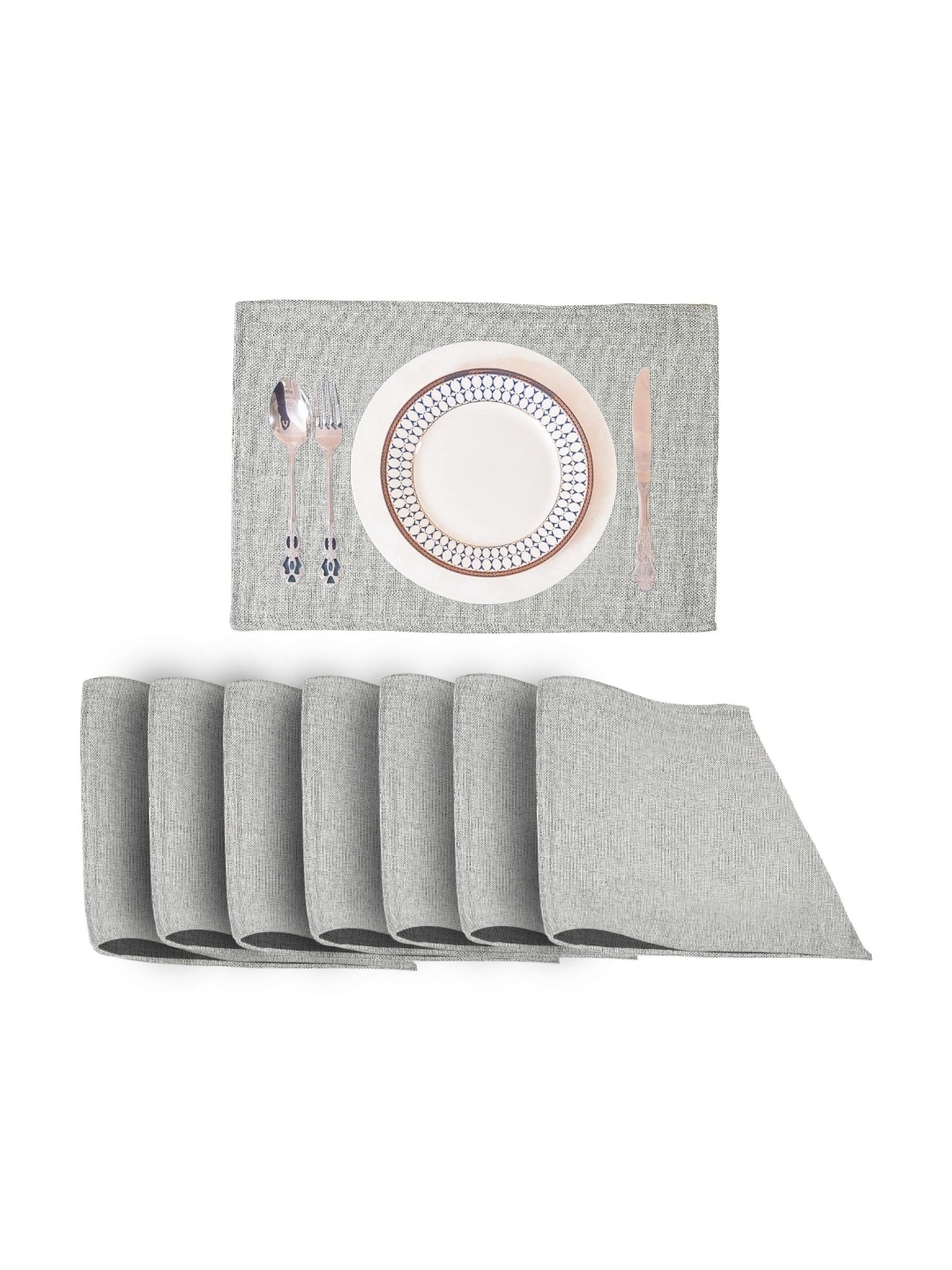 

Lushomes Grey 8 Pieces Textured Table Placemats