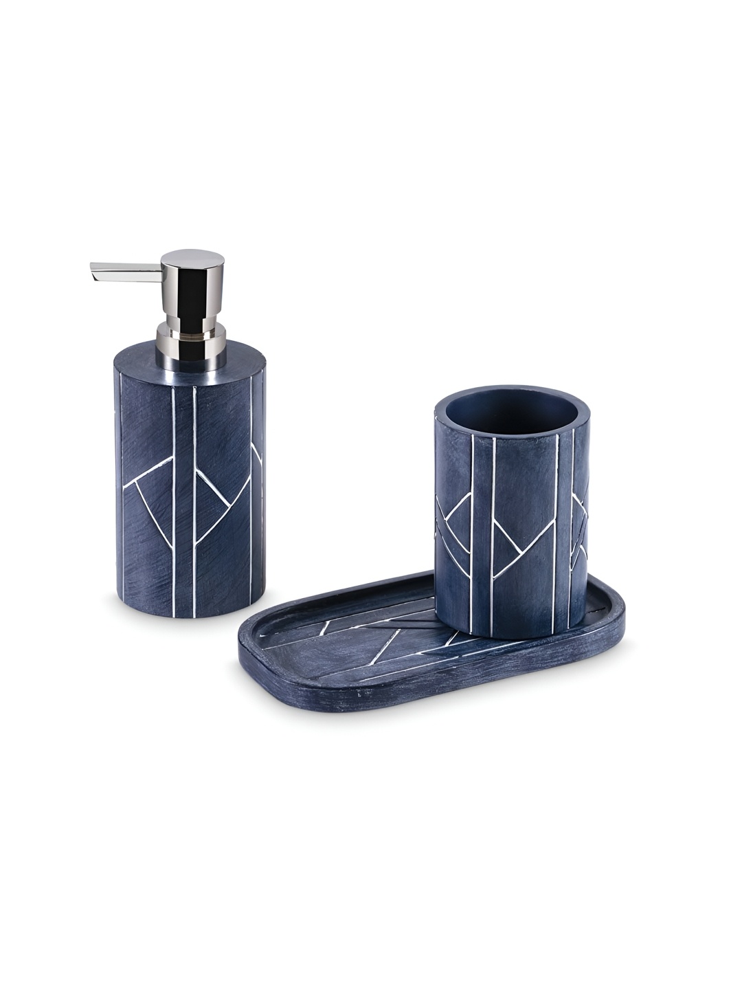 

Freelance Navy Blue 3 piece Solid Polyresin Bath Accessories Set