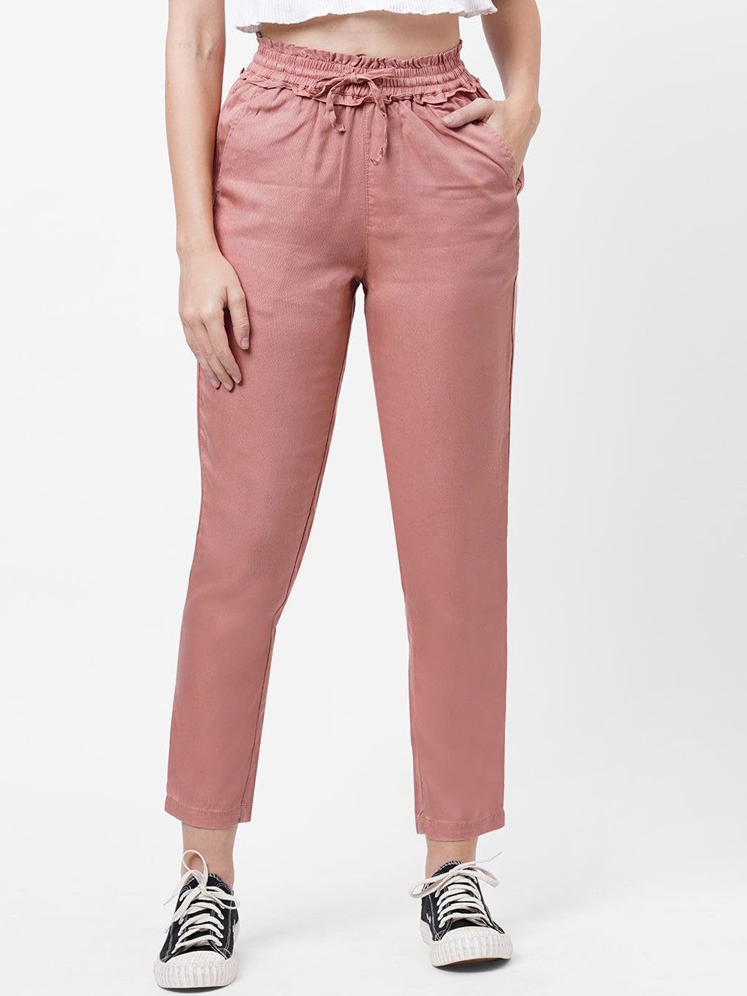 

Kraus Jeans Women Loose Fit High-Rise Trousers, Pink