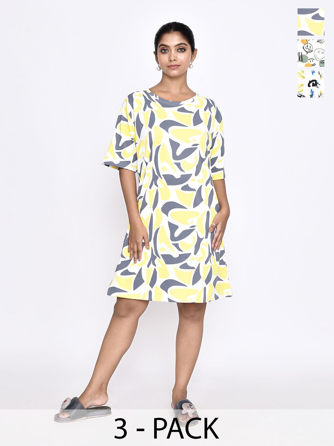 

RAPL Printed Nightdress, Yellow