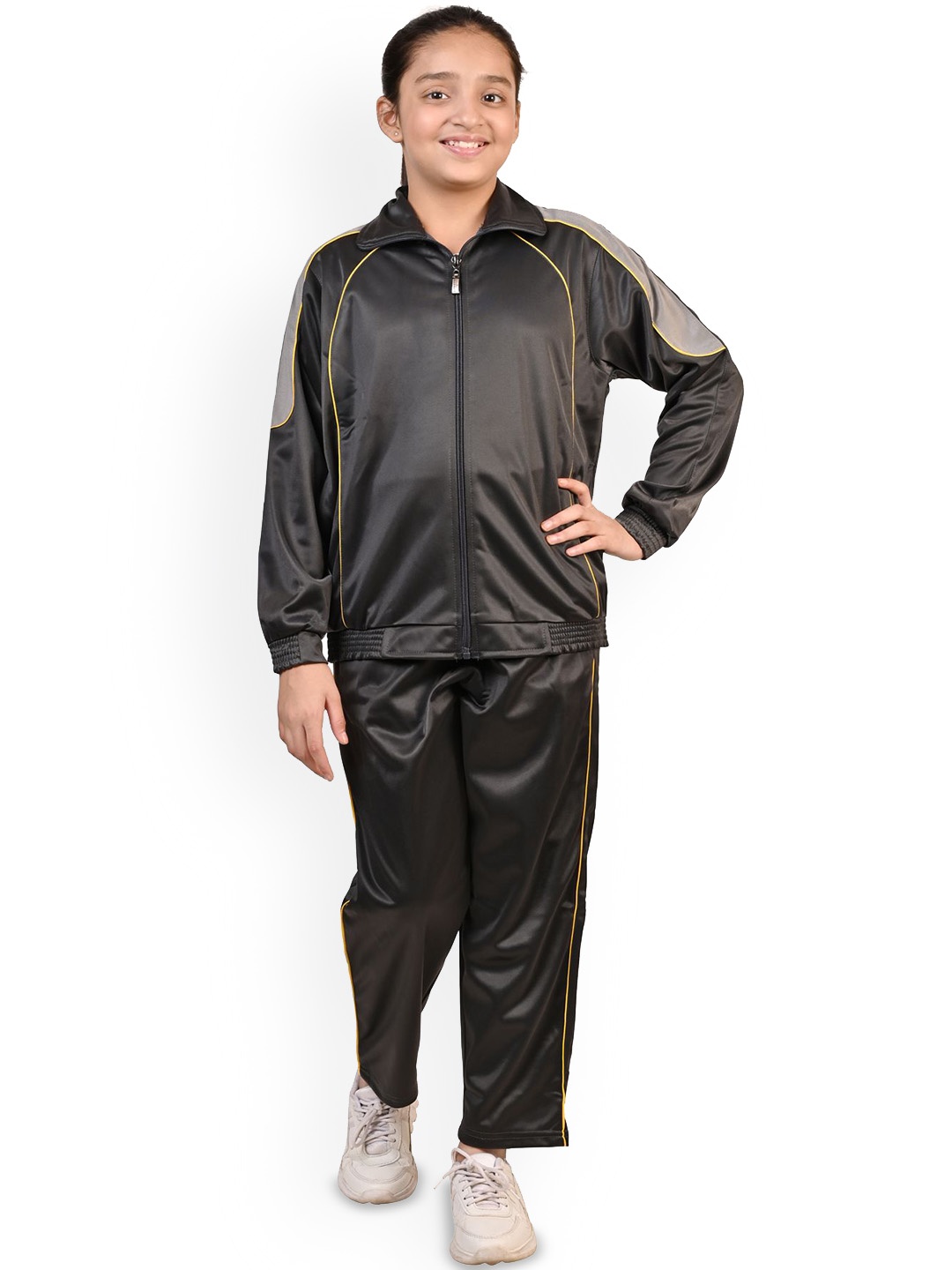 

BAESD Girls Polo Collar Tracksuit, Black