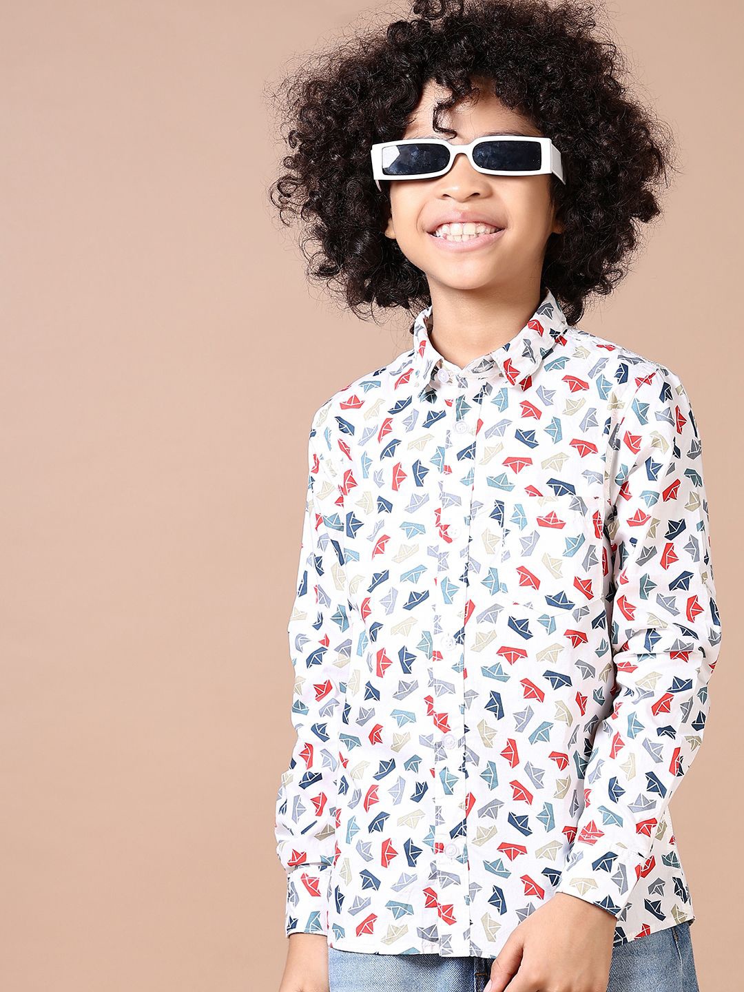 

V-Mart Boys Opaque Printed Casual Shirt, White