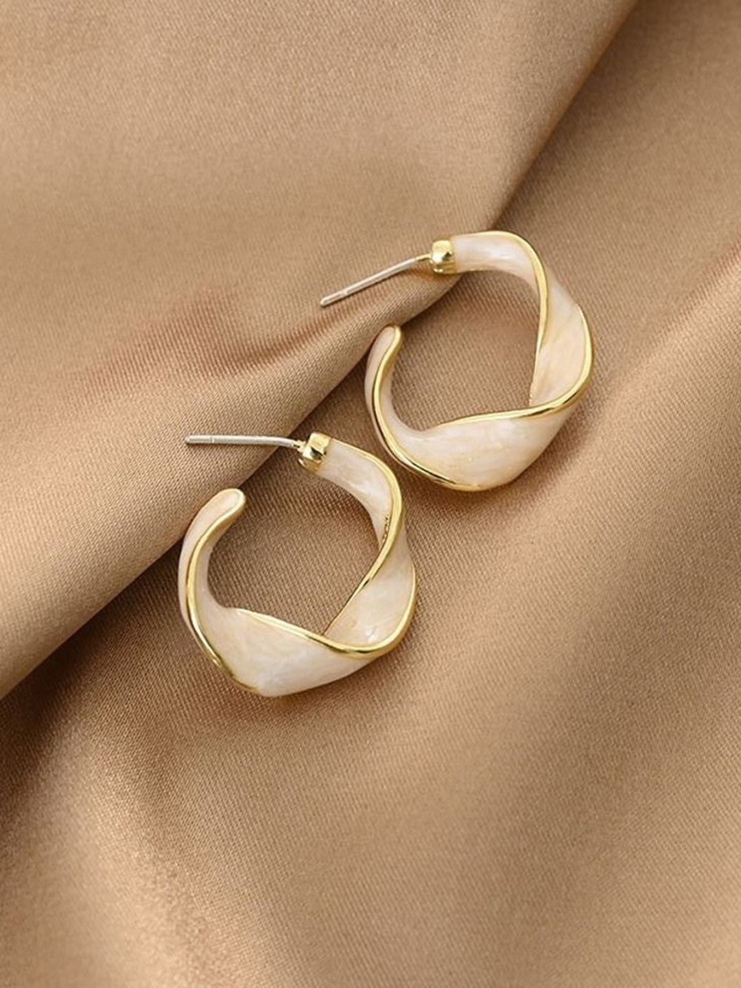

Celestique Contemporary Hoop Earrings, White