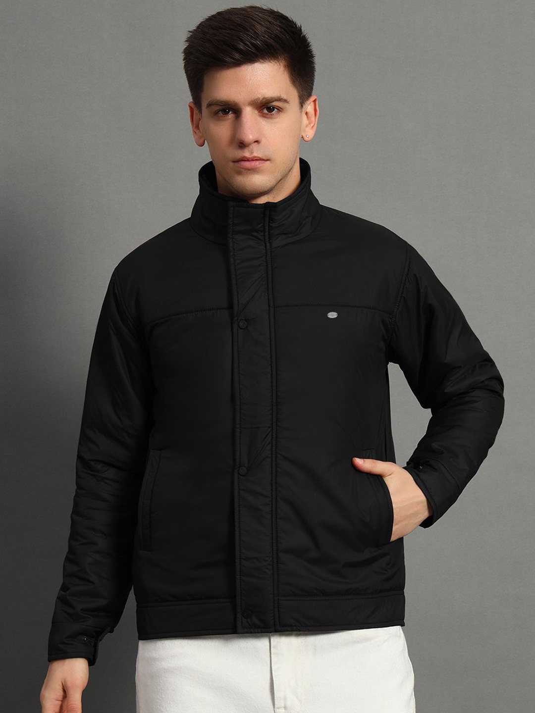 

GET GOLF Men Polyester Lightweight Quilted Jacket with Patchwork, Black