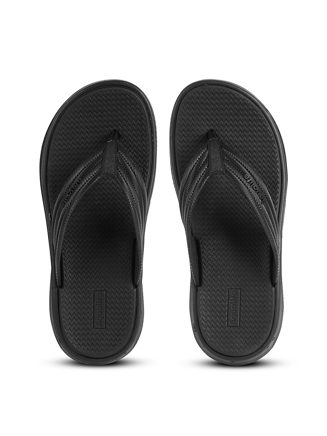 

Aqualite Men Rubber Thong Flip-Flops, Black