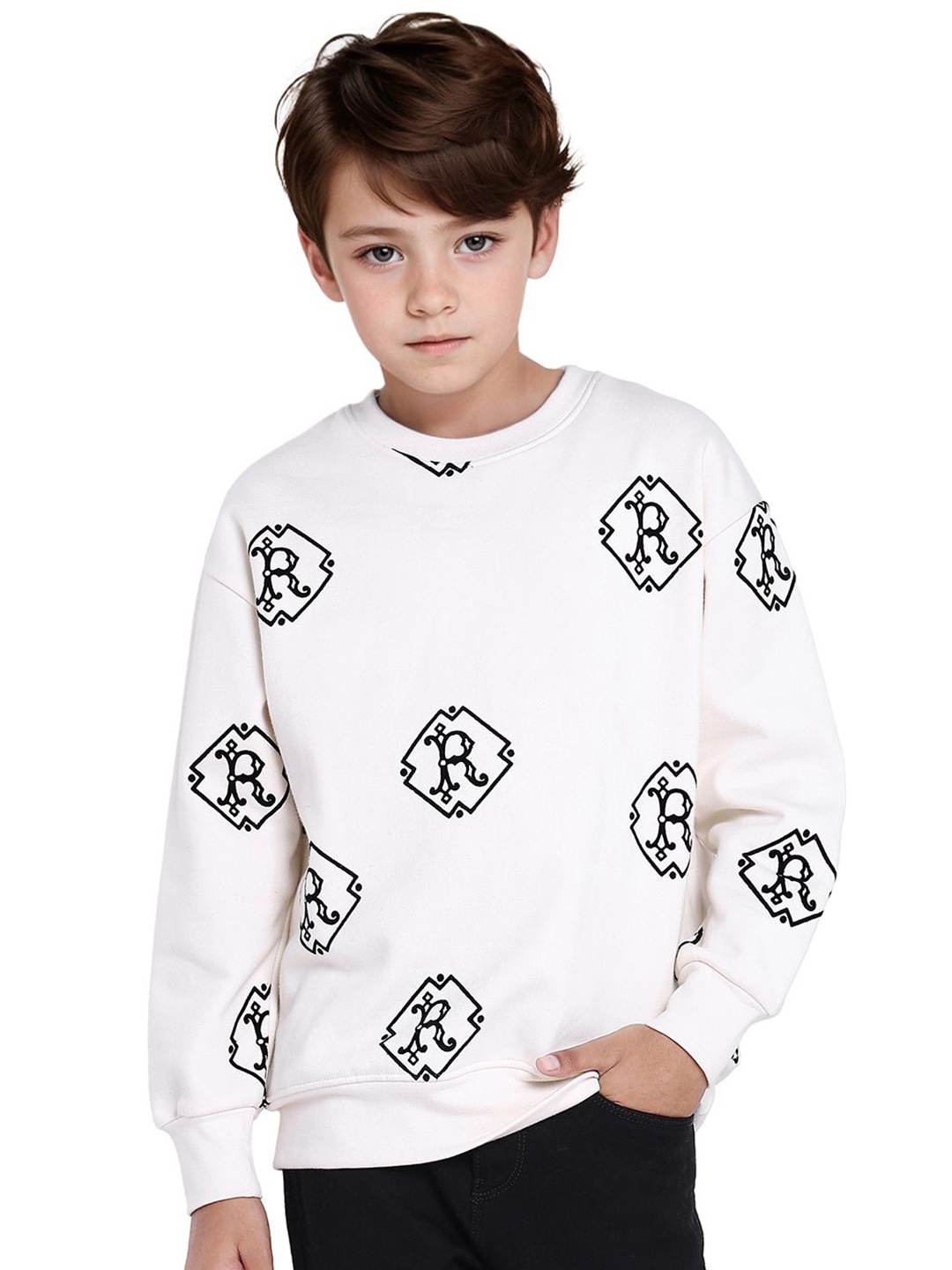 

Rare Ones Boys Flock Printed Sweatshirt, Off white