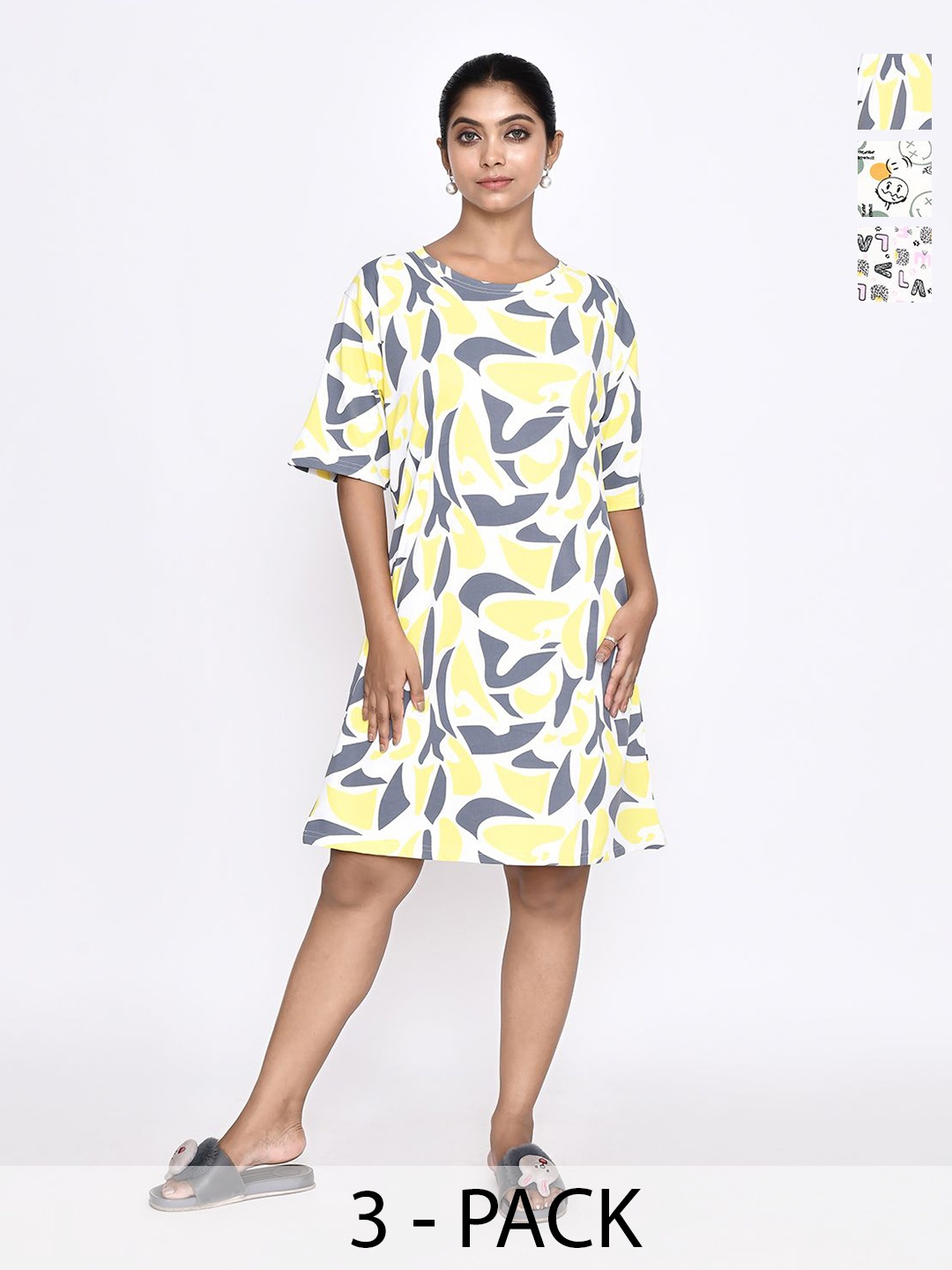 

RAPL Printed Nightdress, Yellow