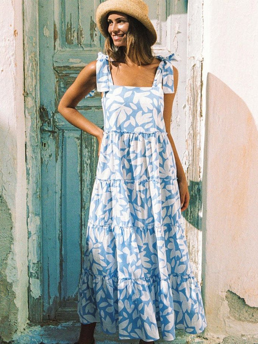 

LULU & SKY Women Floral Print A-Line Dress, Blue