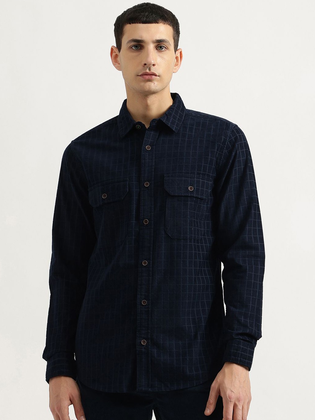 

United Colors of Benetton Men Opaque Checked Casual Shirt, Blue