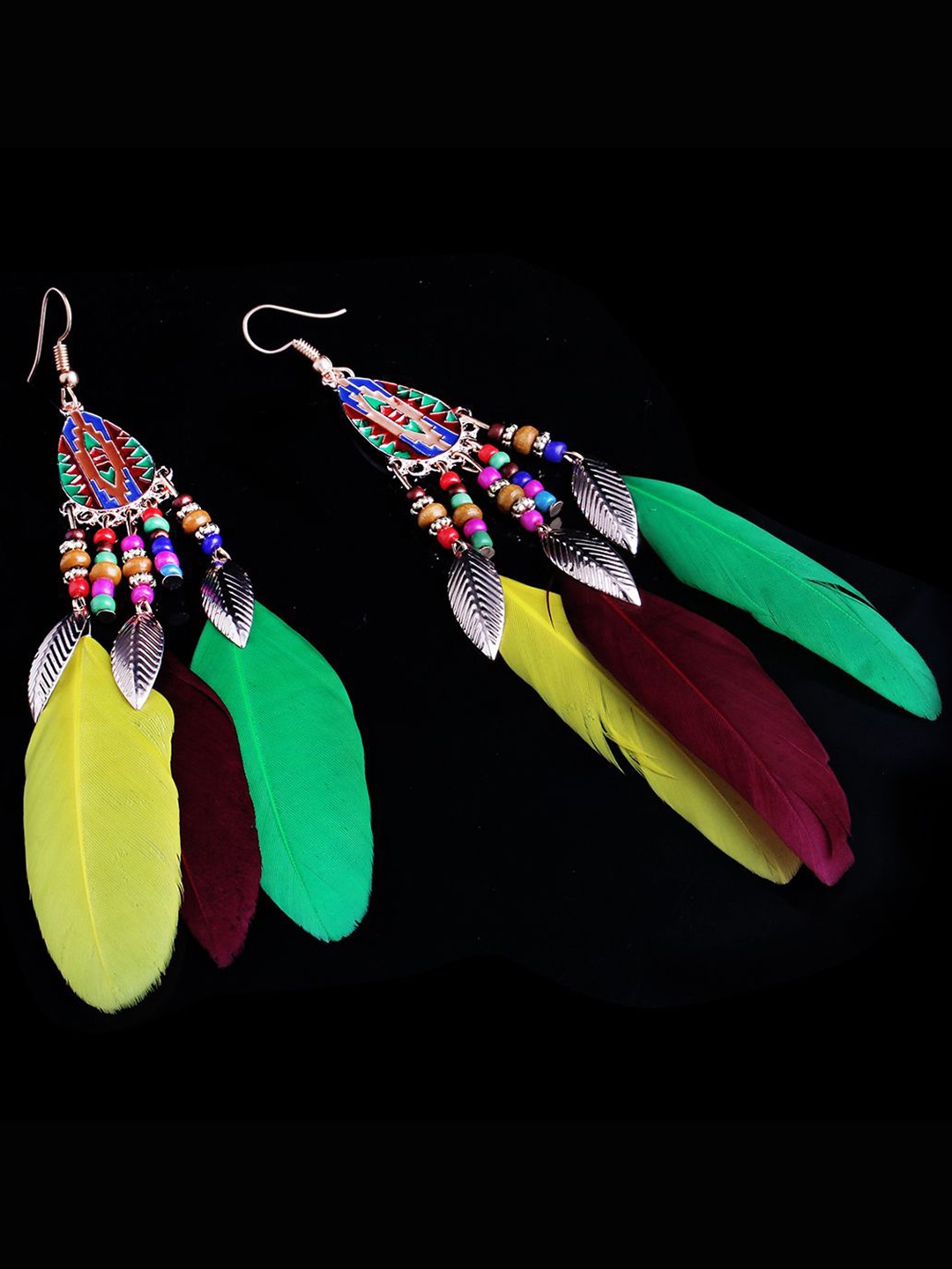 

ZIVOM Feather Shaped Drop Earrings, Multi