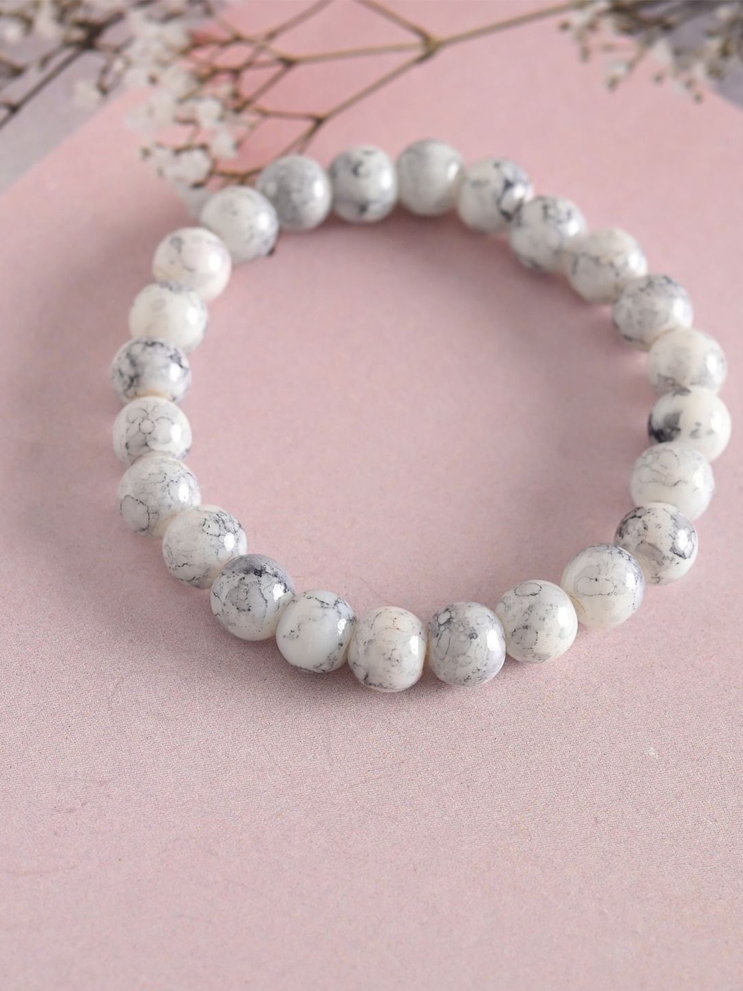 

NVR Unisex Kids Handcrafted Wraparound Bracelet, White