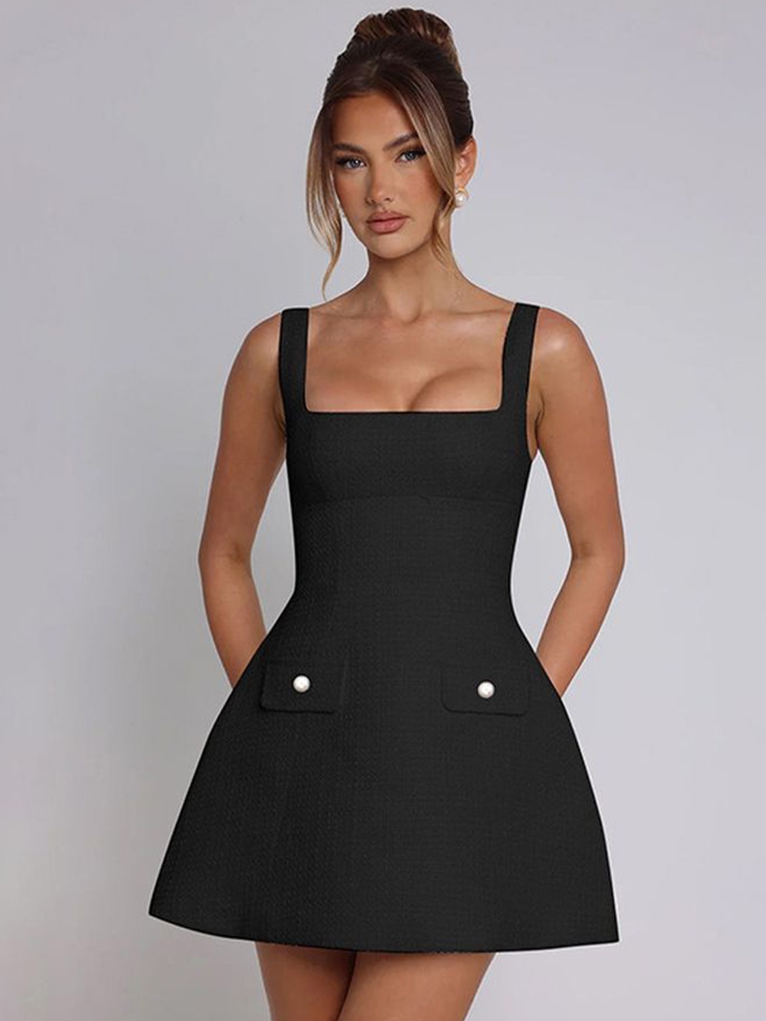 

LULU & SKY Women Fit & Flare Mini Dress, Black