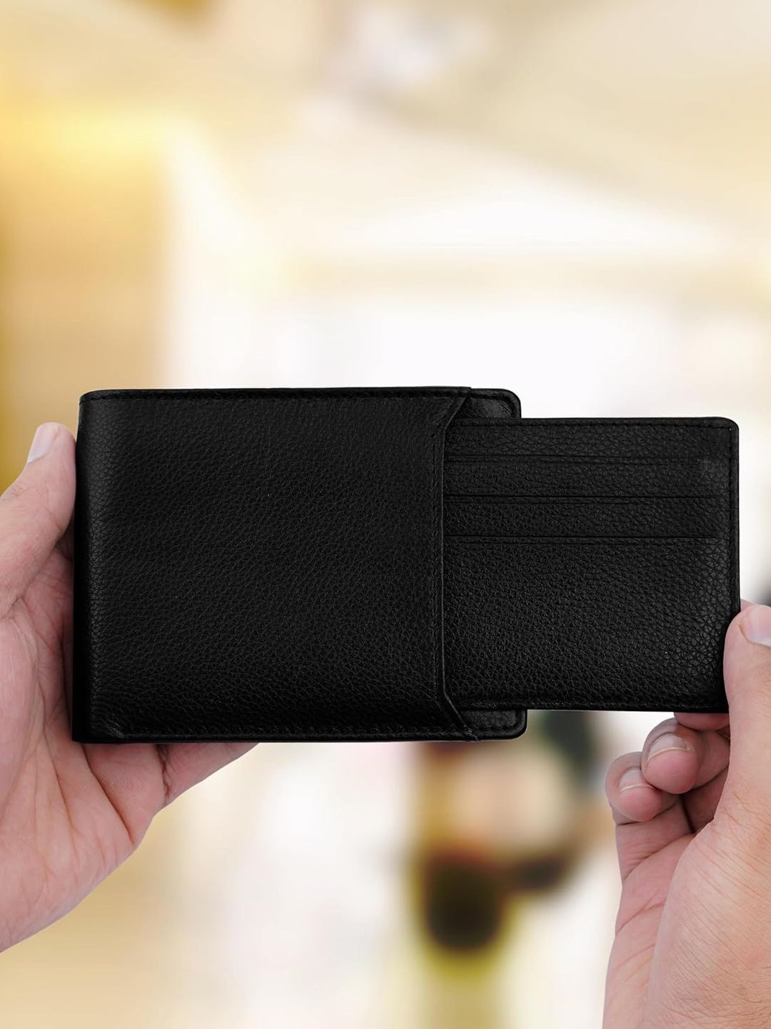 

The Wallet Store Men Abstract Textured Leather Two Fold Wallet, Black