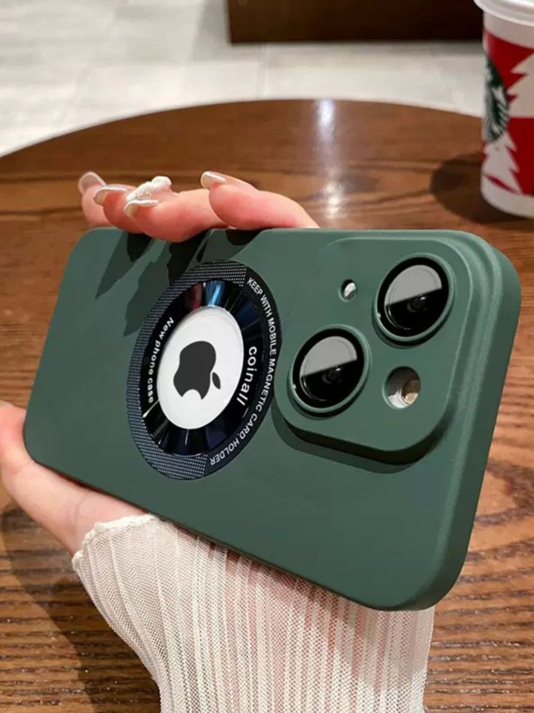 

Luxury Kase Solid Printed iPhone 15 Back Case Mobile Accessories, Green