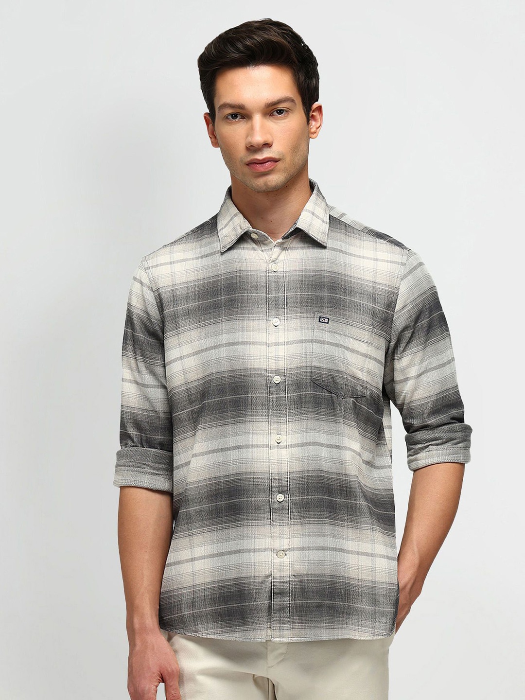 

Arrow Sport Men Tailored Fit Tartan Checks Opaque Checked Casual Shirt, Grey