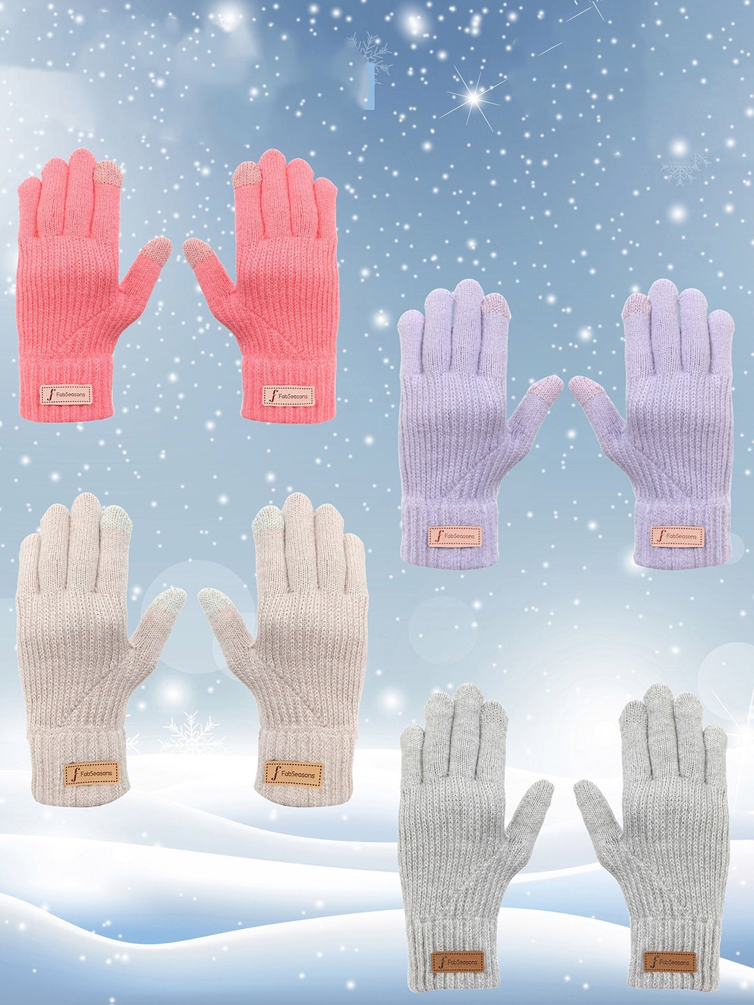 

FabSeasons Women Acrylic Winter Gloves, Beige