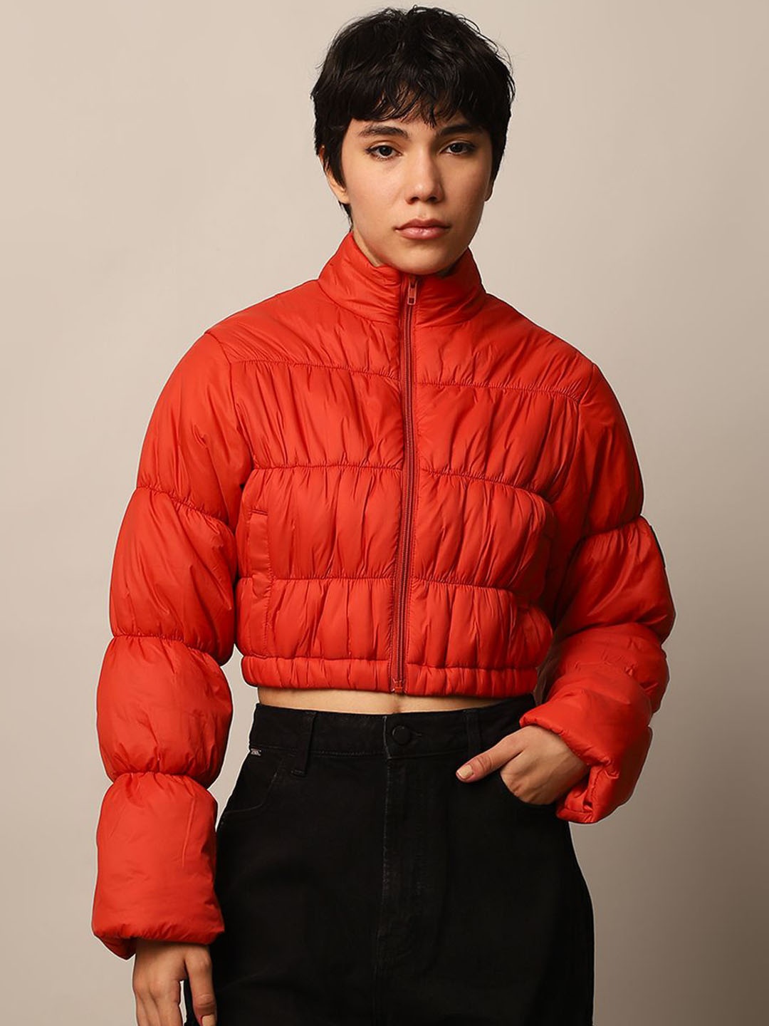 

ONLY Women Crop Puffer Jacket, Orange