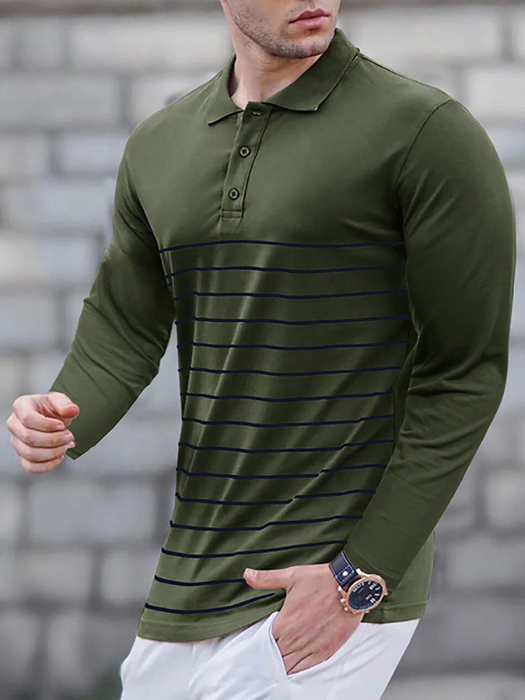 

StyleCast x Revolte Men Polo Collar T-shirt, Green