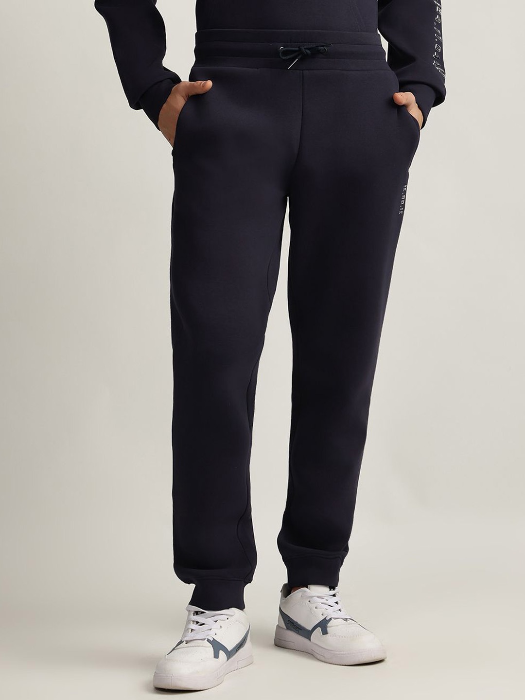 

Iconic Men Pure Cotton Mid Rise Joggers, Navy blue