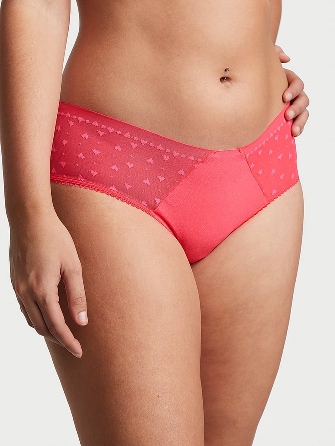 

Victoria's Secret No-Show Lace-Trim Self Design Thong Briefs 112372700E6H, Pink