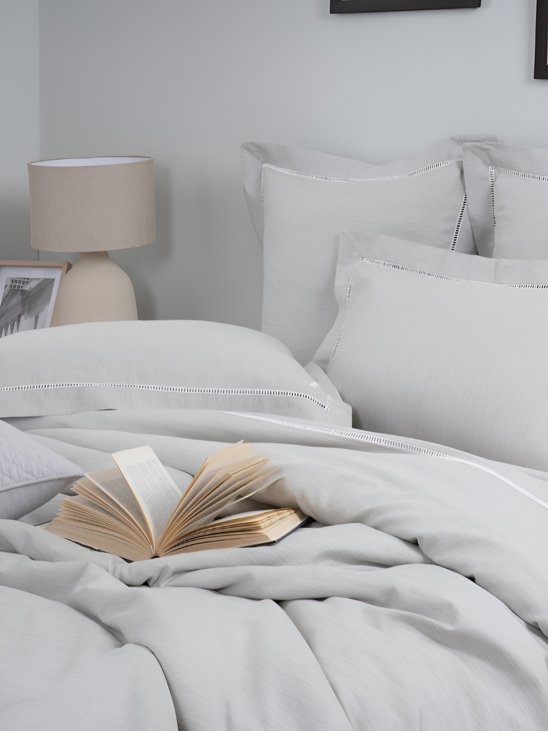 

MASPAR Grey Double Queen Duvet Cover With 2 Pcs Pillow Case