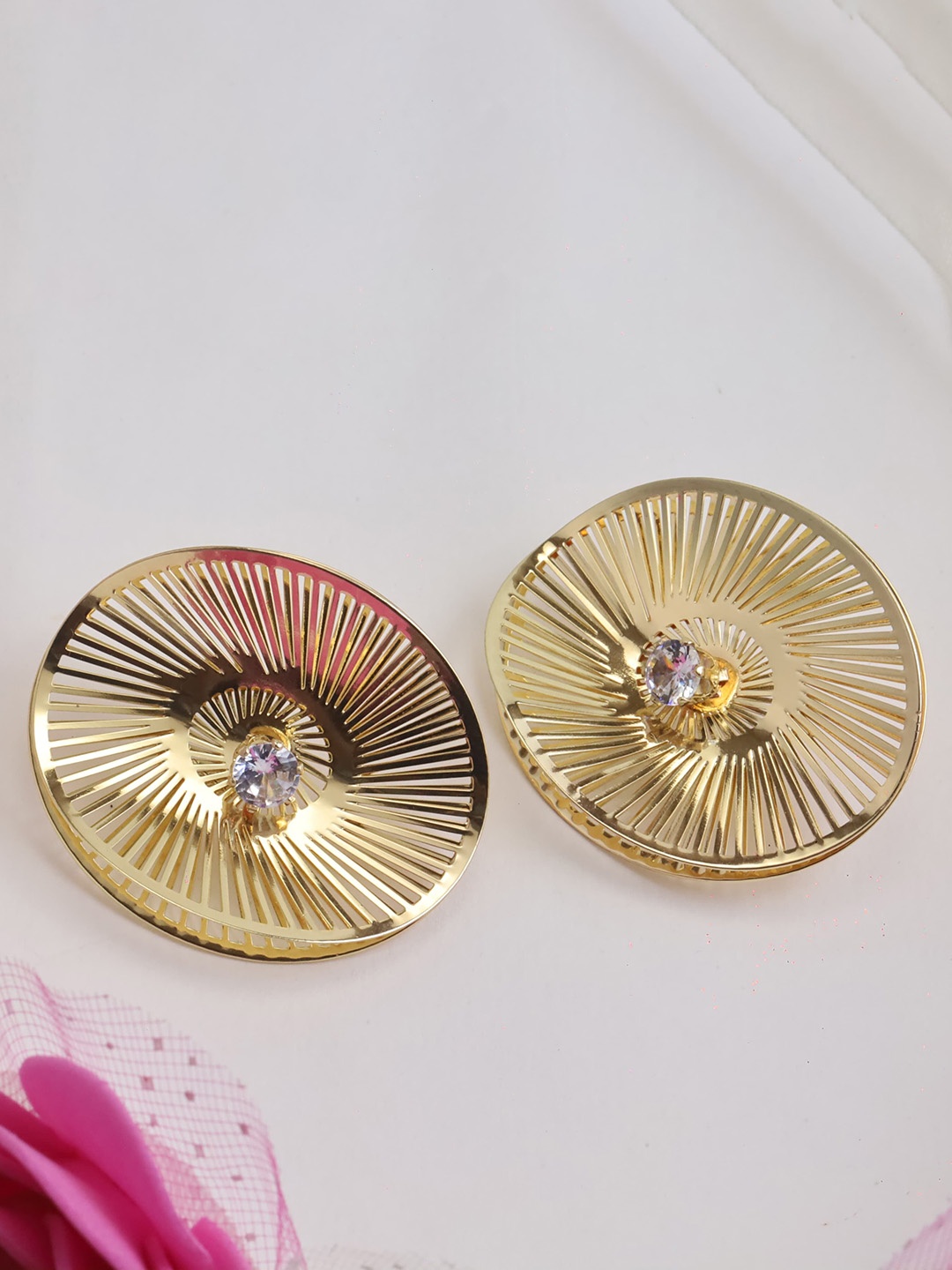 

Maansh Contemporary Studs Earrings, Gold