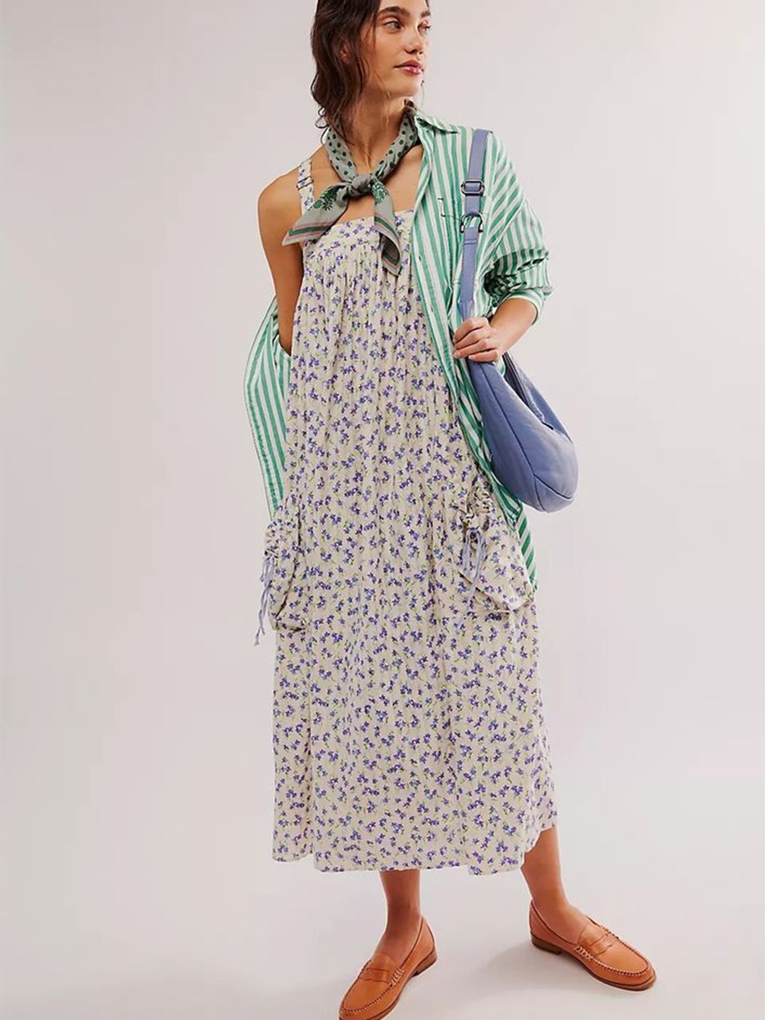

LULU & SKY Floral Printed A-Line Midi Dress, Purple