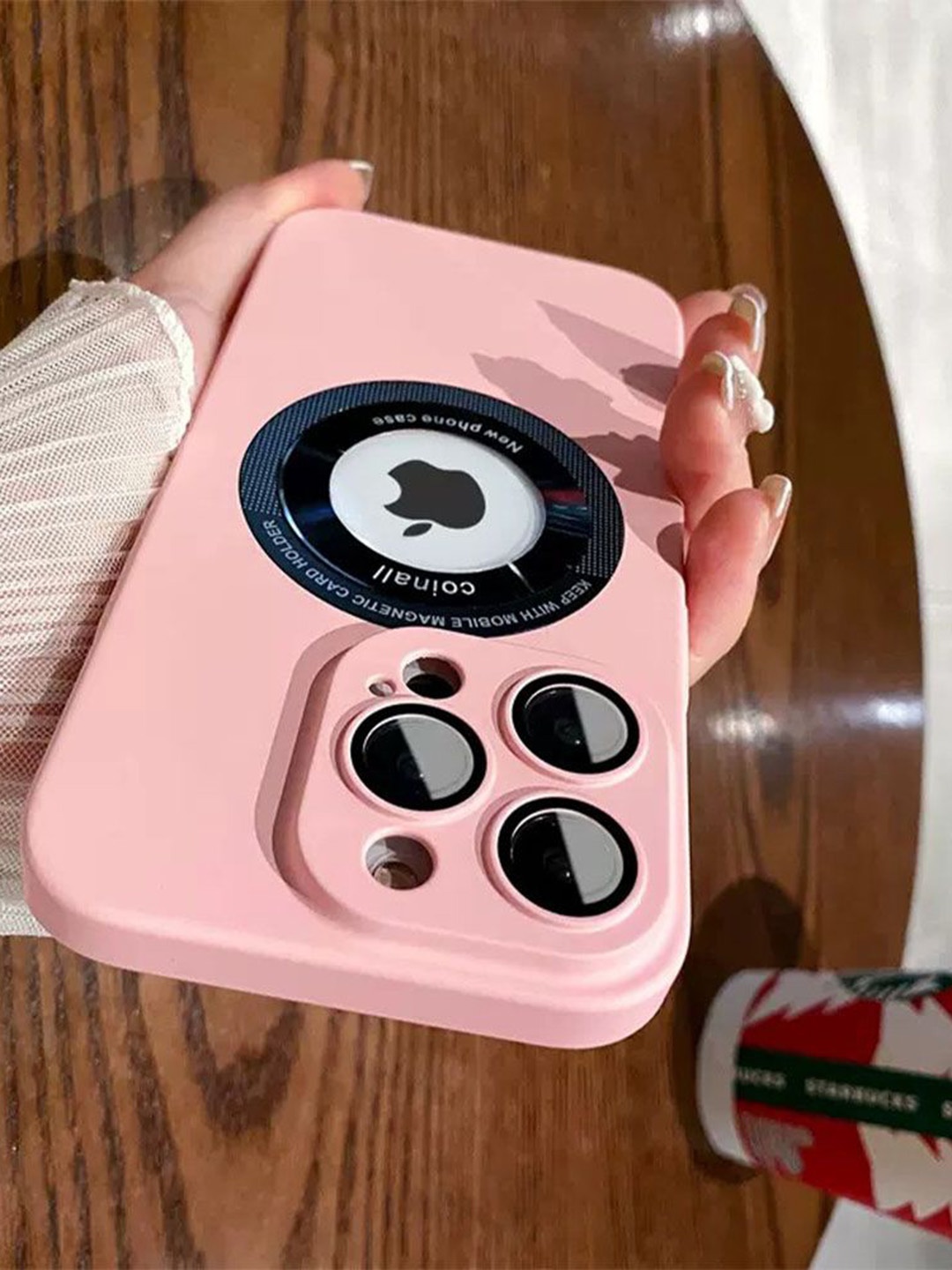 

Luxury Kase Solid Printed iPhone 14 Pro Back Case Mobile Accessories, Pink