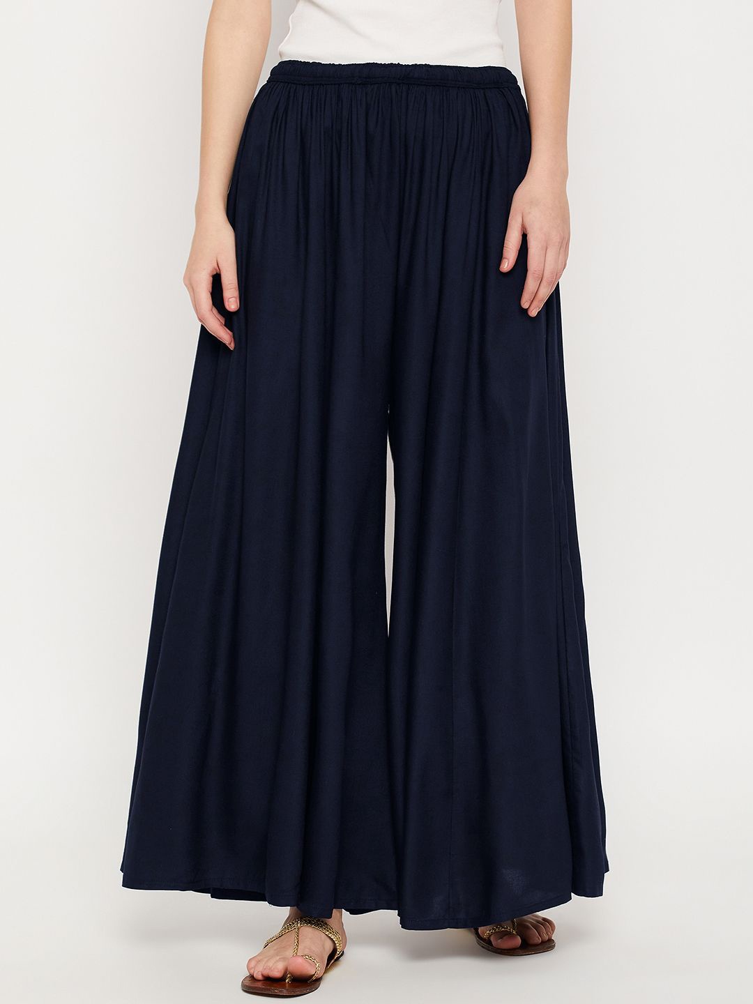 

TULIP 21 Women Flared Ethnic Slip-On Palazzos, Navy blue