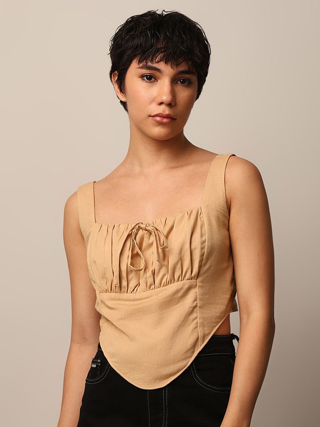 

ONLY Cotton Tank Crop Top, Beige