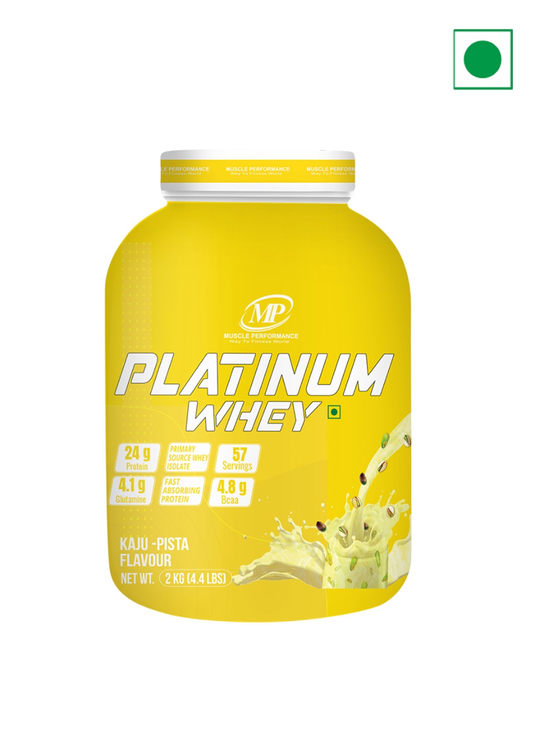 

Muscle Performance Platinum Whey Protein - 2 Kg - Kaju Pista Flavor, White