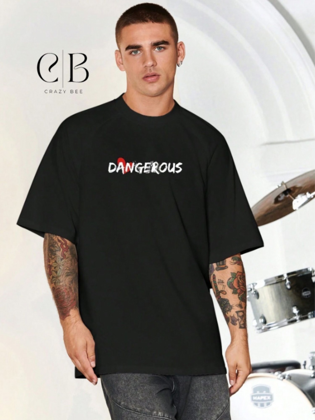 

Crazybee Tshirt Men Printed T-shirt, Black