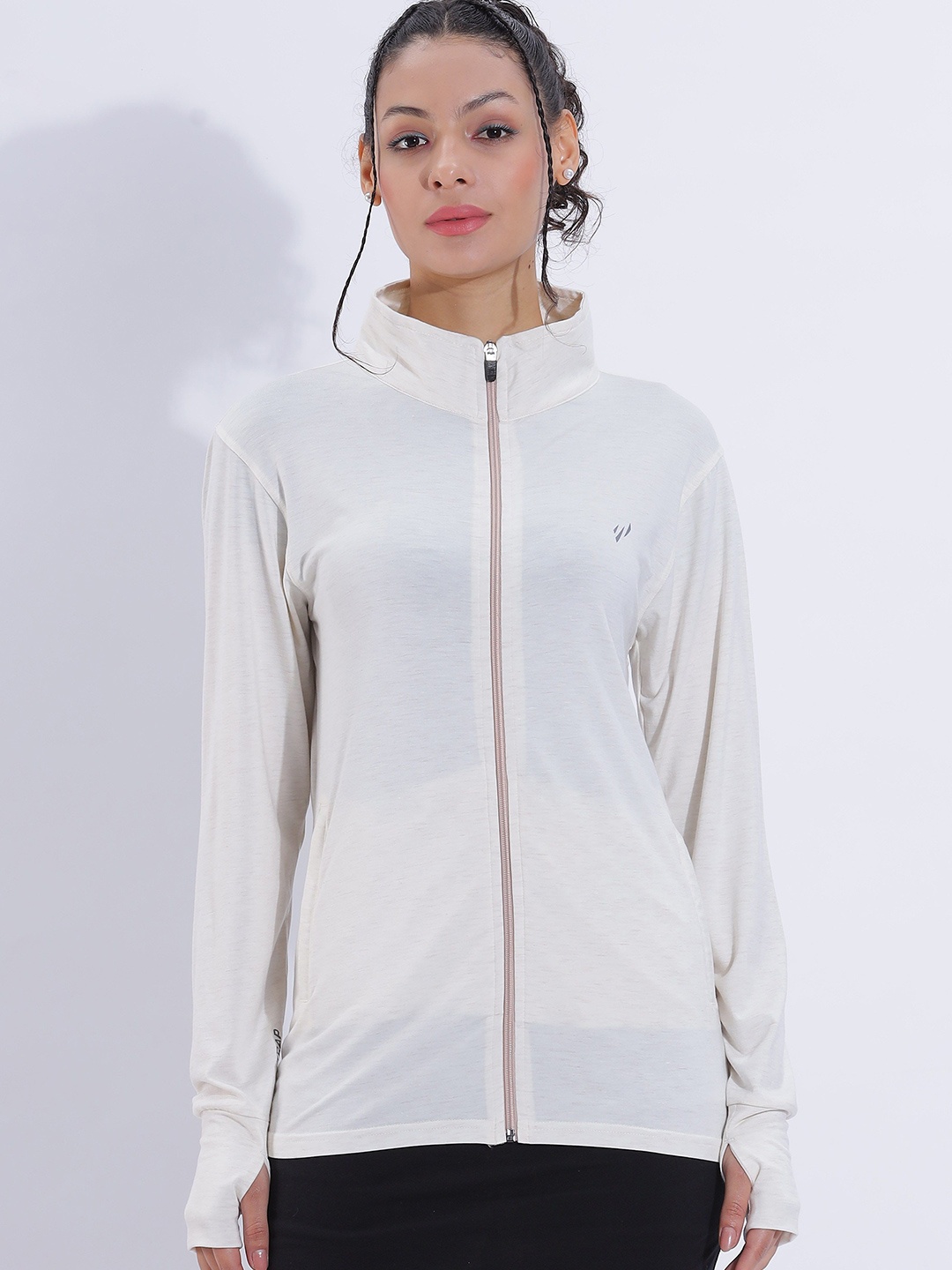 

BLUE TYGA Women without Lightweight Antimicrobial Sporty Jacket, Off white