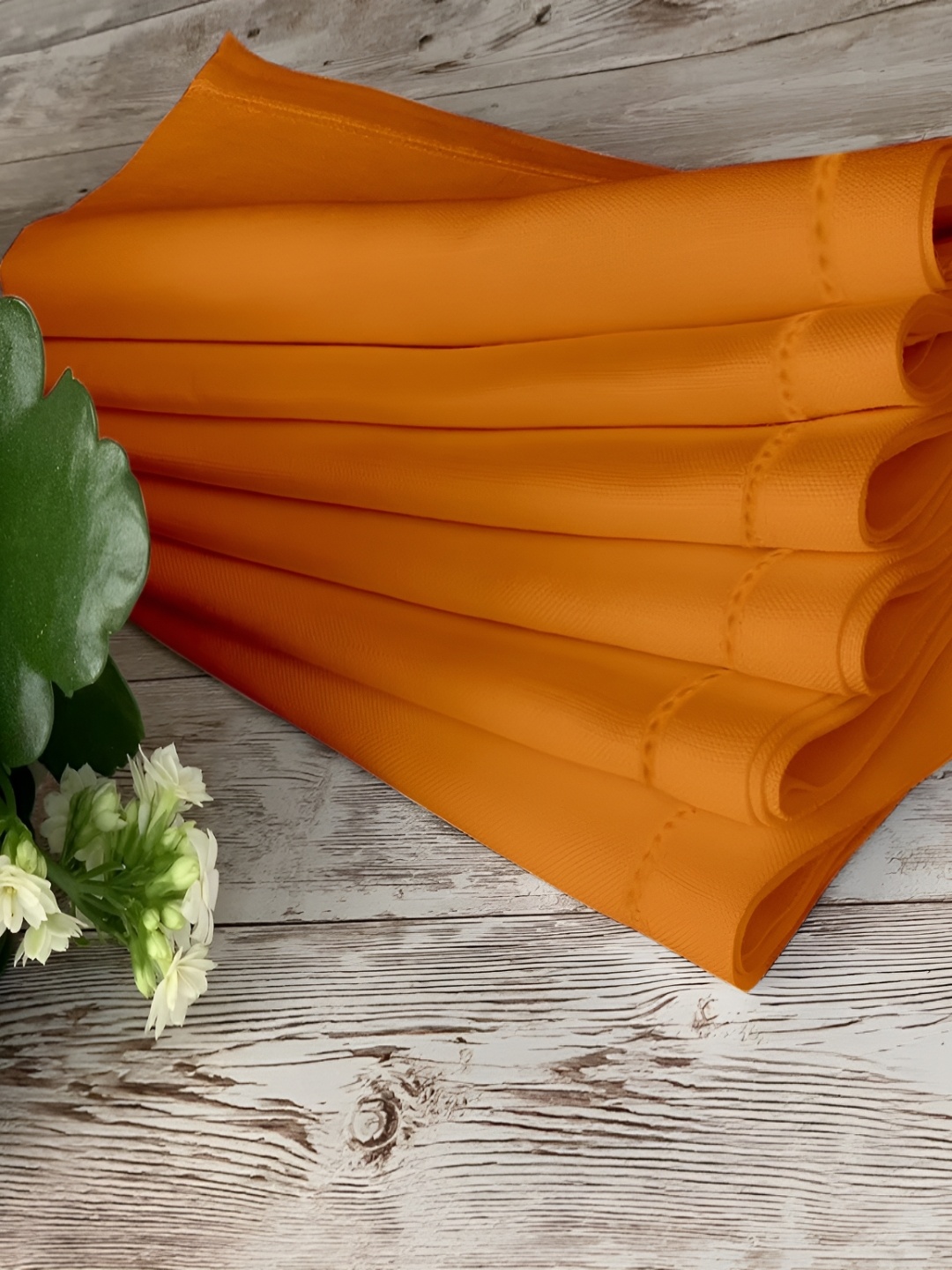 

Lushomes 12-Pcs Orange Colored Cotton Table Napkins