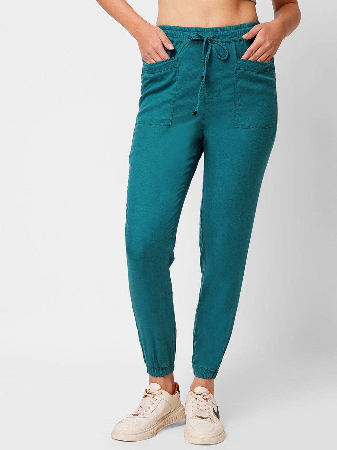 

Kraus Jeans Women Loose Fit High-Rise Joggers Trousers, Teal