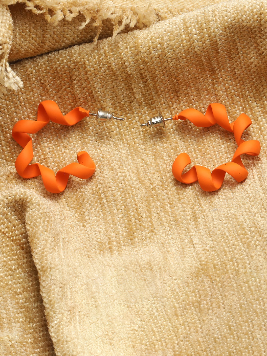 

Maansh Contemporary Half Hoop Earrings, Orange