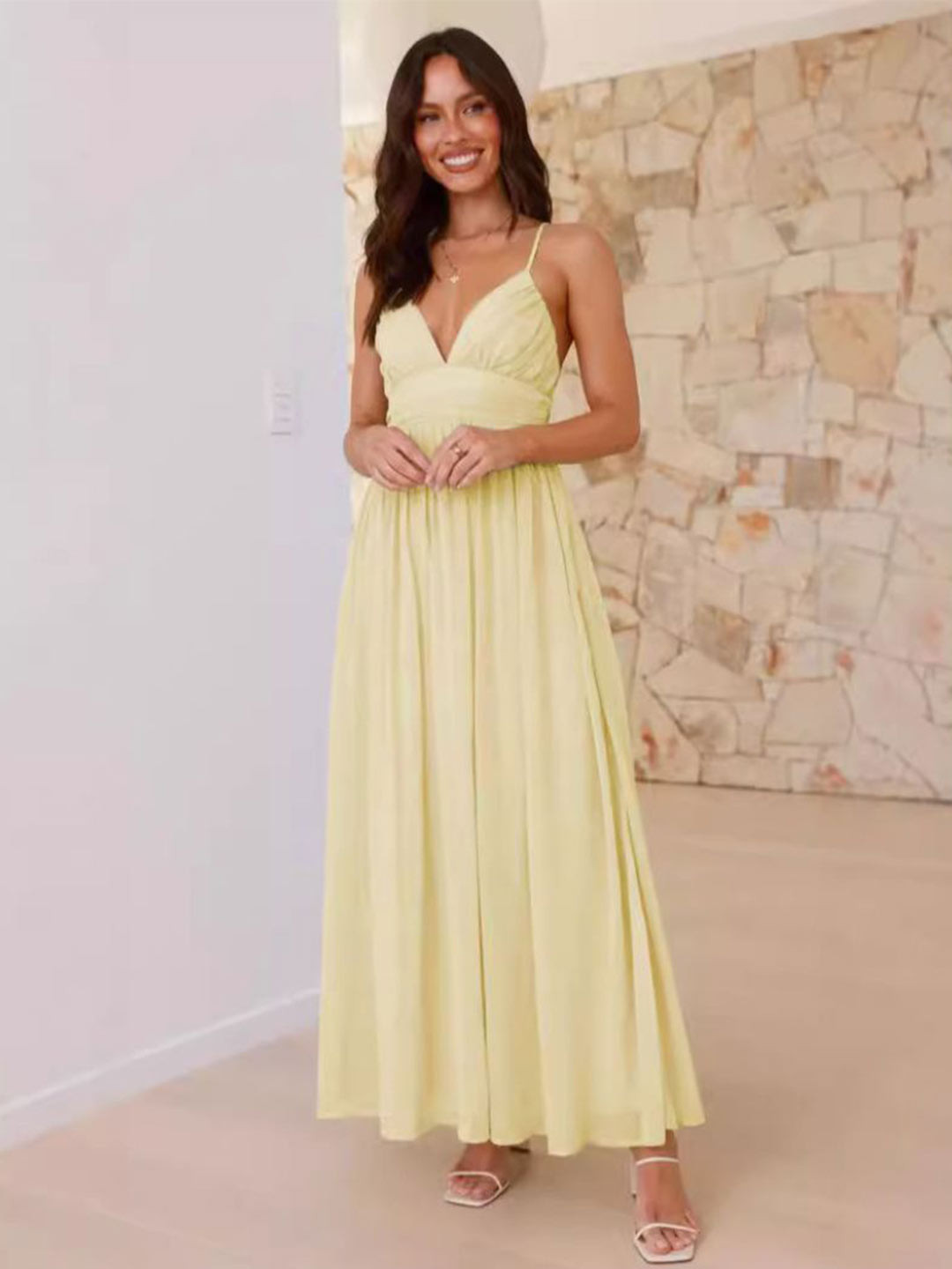 

StyleCast Chiffon Maxi Midi Dress, Yellow