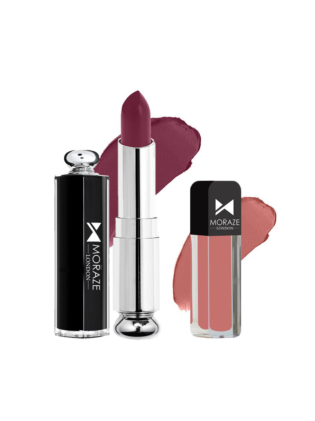 

Moraze London Set Of 2 Full Coverage Long-Lasting Matte Lipsticks - Naked & Blush Pink, Purple