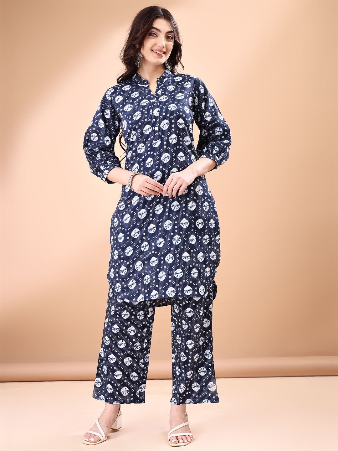 

Anouk Printed Pure Cotton Tunic With Trouser, Navy blue