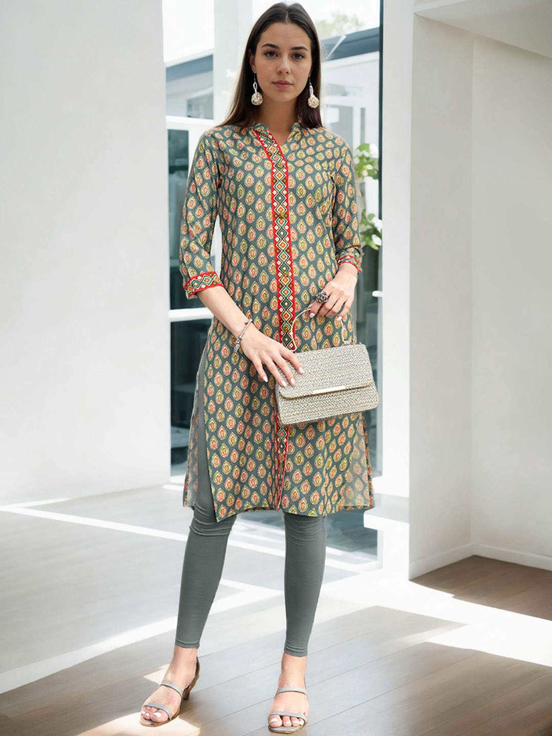 

Anouk Rustic Women Ethnic Motifs Printed Kurta, Grey