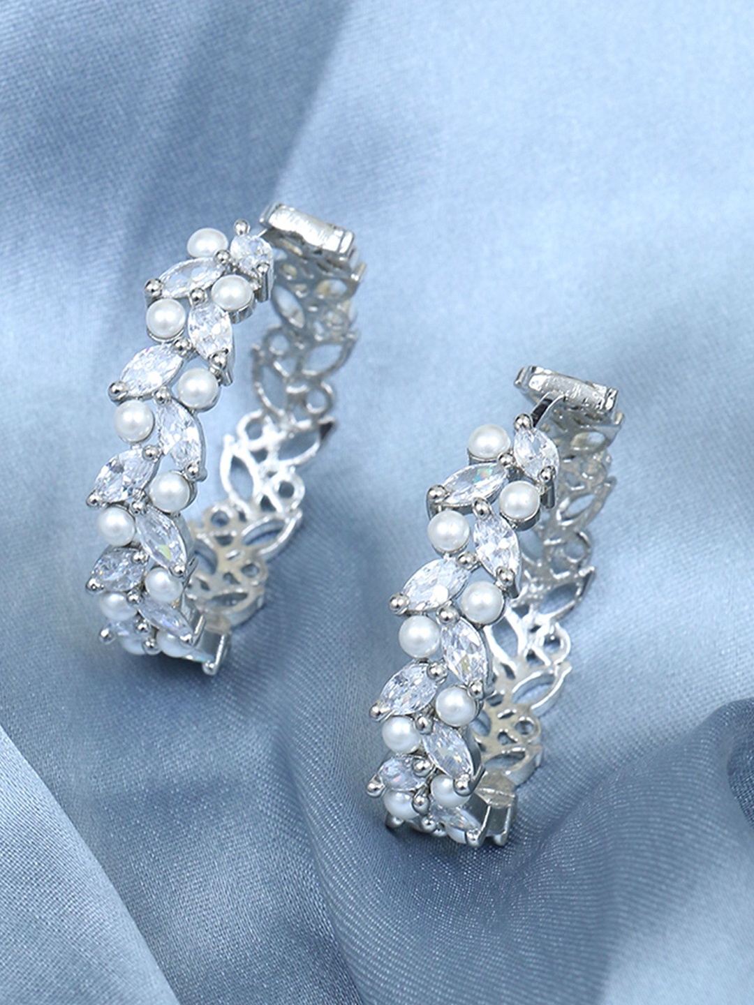 

Adwitiya Collection Circular Hoop Earrings, Silver